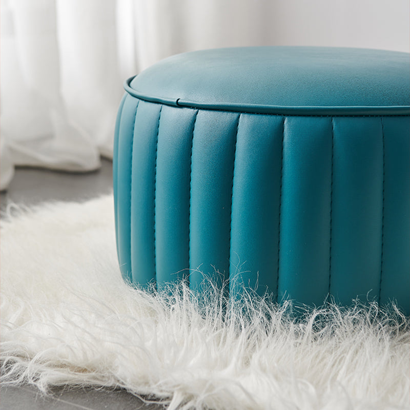 Solid Color Leather Pouf Modern Simple Round Upholstered Footstool
