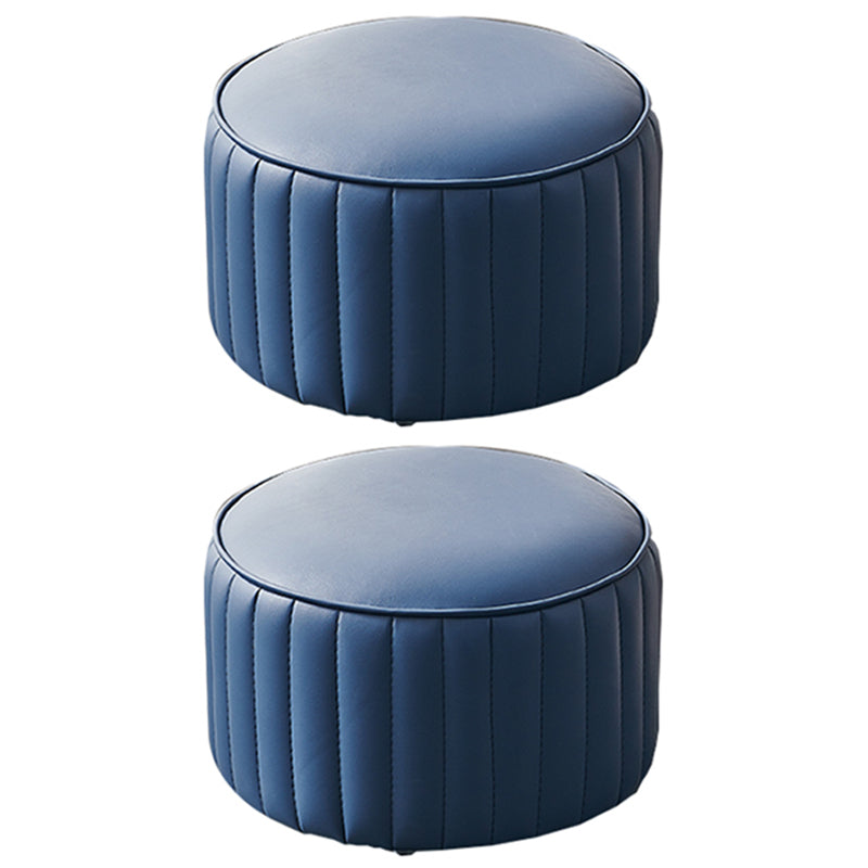 Solid Color Leather Pouf Modern Simple Round Upholstered Footstool