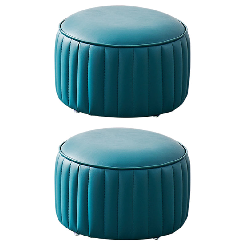Solid Color Leather Pouf Modern Simple Round Upholstered Footstool