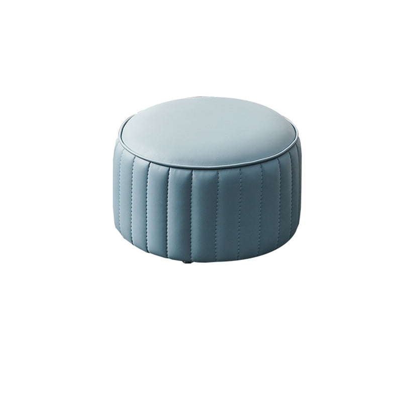Solid Color Leather Pouf Modern Simple Round Upholstered Footstool