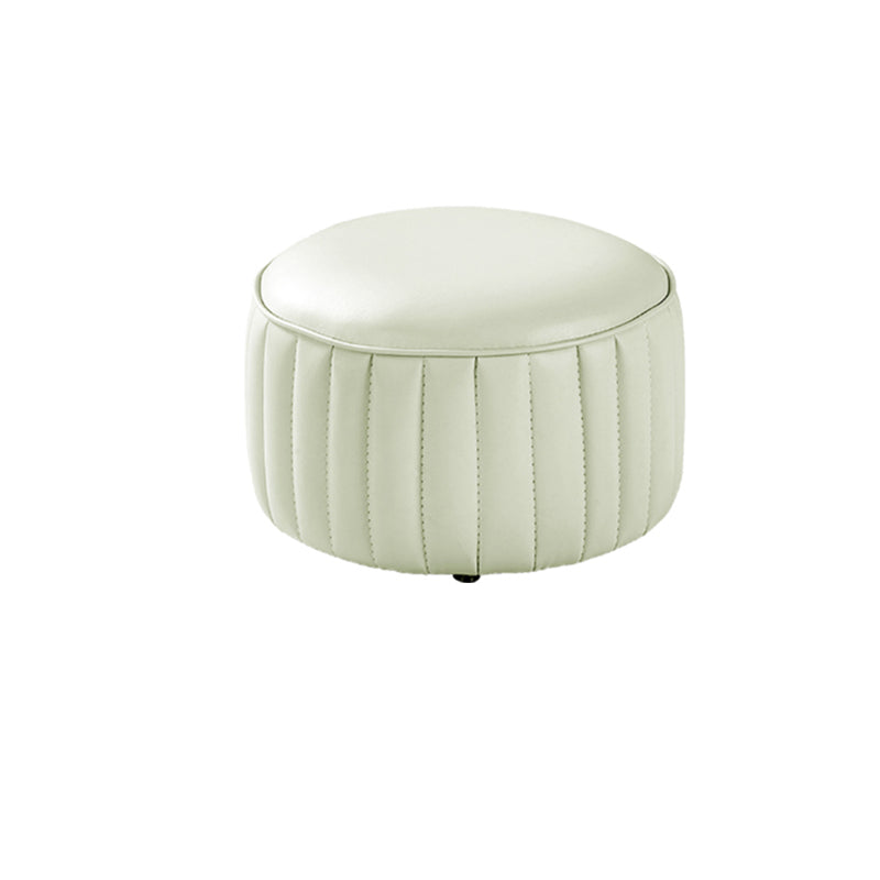 Solid Color Leather Pouf Modern Simple Round Upholstered Footstool