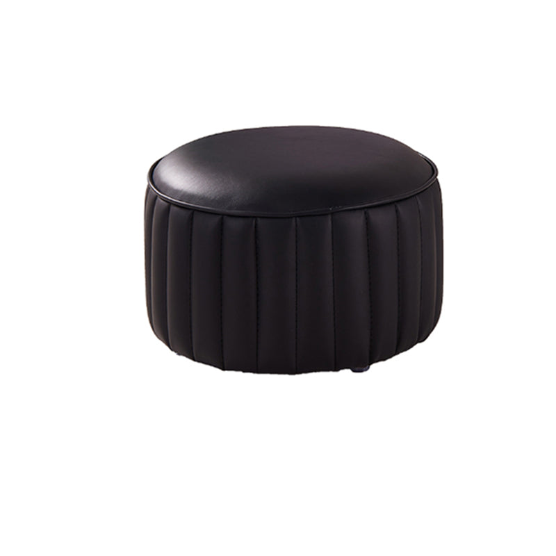 Solid Color Leather Pouf Modern Simple Round Upholstered Footstool