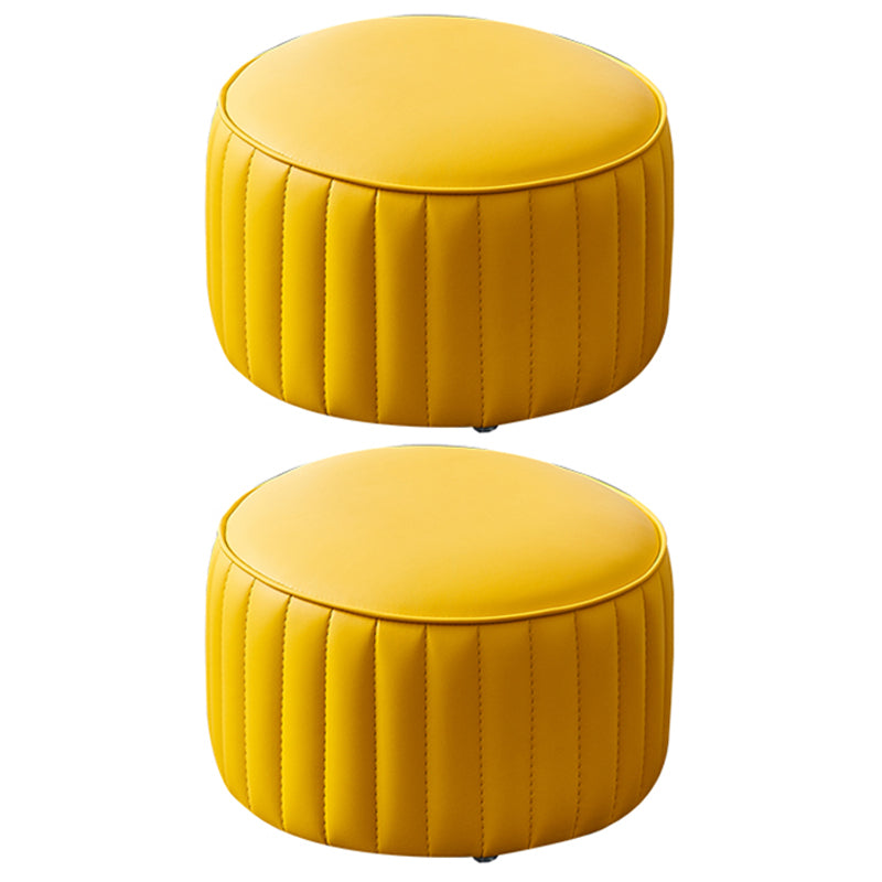 Solid Color Leather Pouf Modern Simple Round Upholstered Footstool