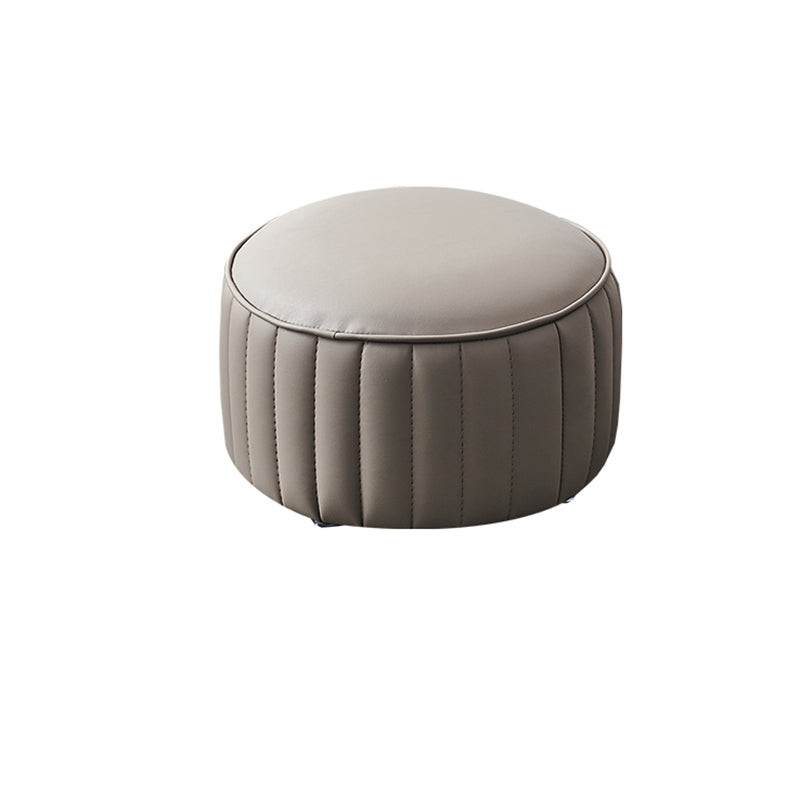 Solid Color Leather Pouf Modern Simple Round Upholstered Footstool