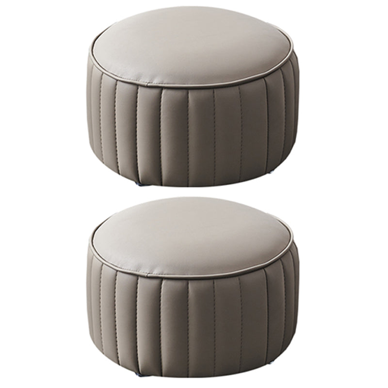 Solid Color Leather Pouf Modern Simple Round Upholstered Footstool