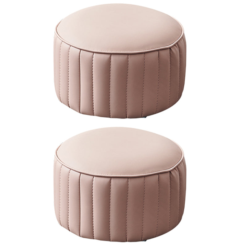 Solid Color Leather Pouf Modern Simple Round Upholstered Footstool