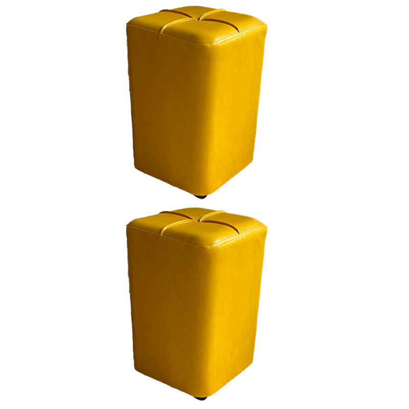 Modern Leather Pouf Stain Resistant Square Pouf for Living Room