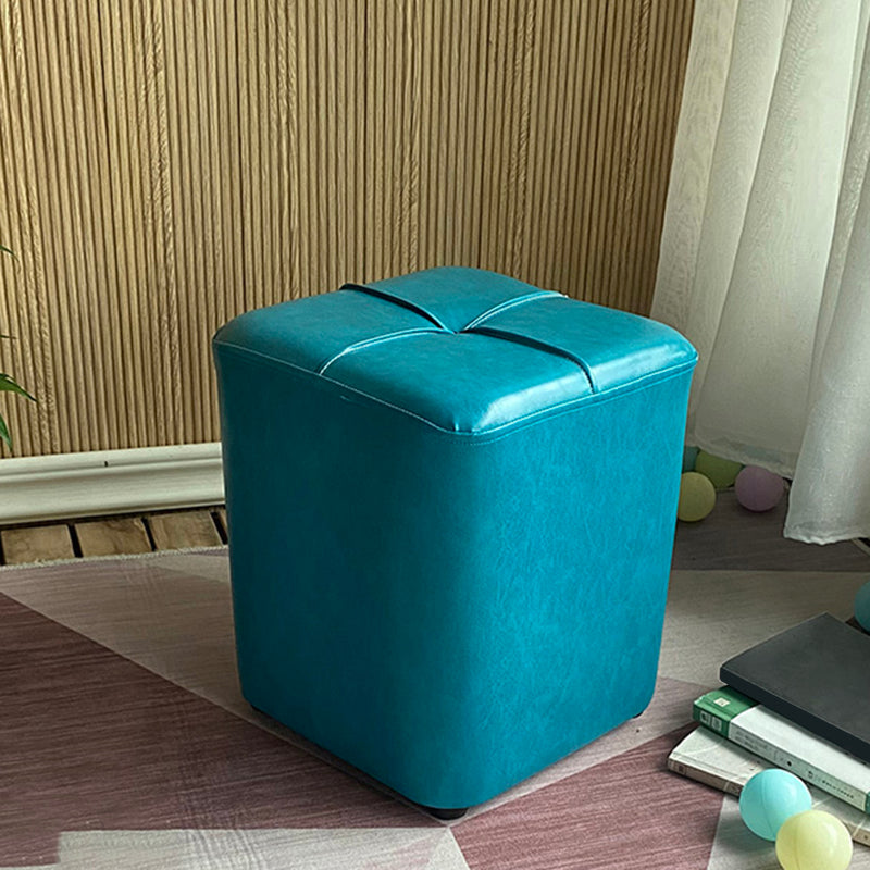 Modern Leather Pouf Stain Resistant Square Pouf for Living Room