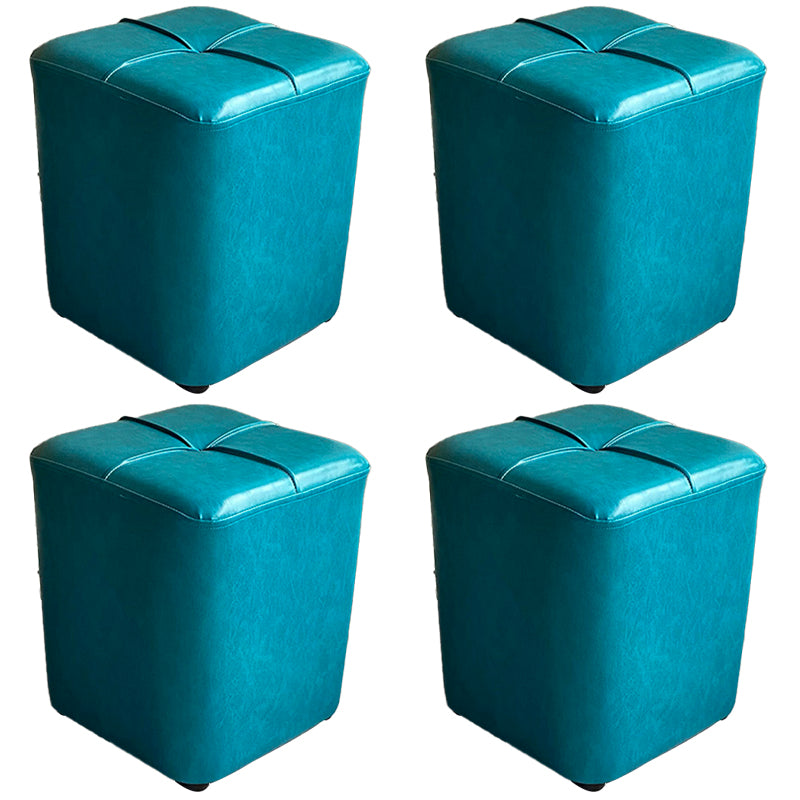 Modern Leather Pouf Stain Resistant Square Pouf for Living Room