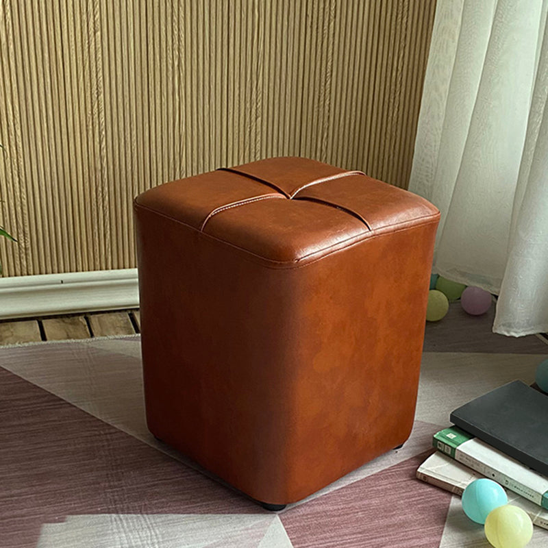 Modern Leather Pouf Stain Resistant Square Pouf for Living Room