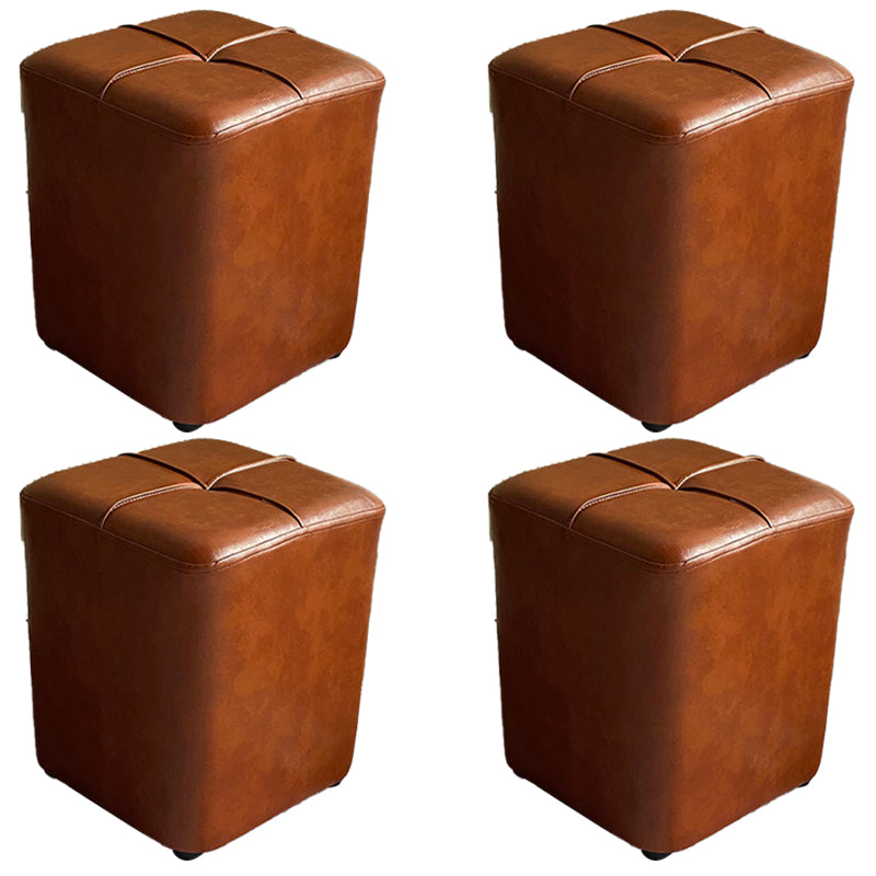 Modern Leather Pouf Stain Resistant Square Pouf for Living Room