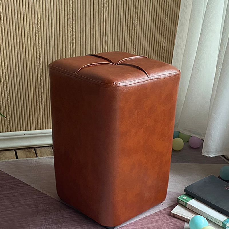 Modern Leather Pouf Stain Resistant Square Pouf for Living Room
