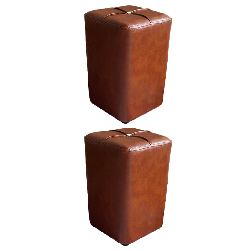 Modern Leather Pouf Stain Resistant Square Pouf for Living Room