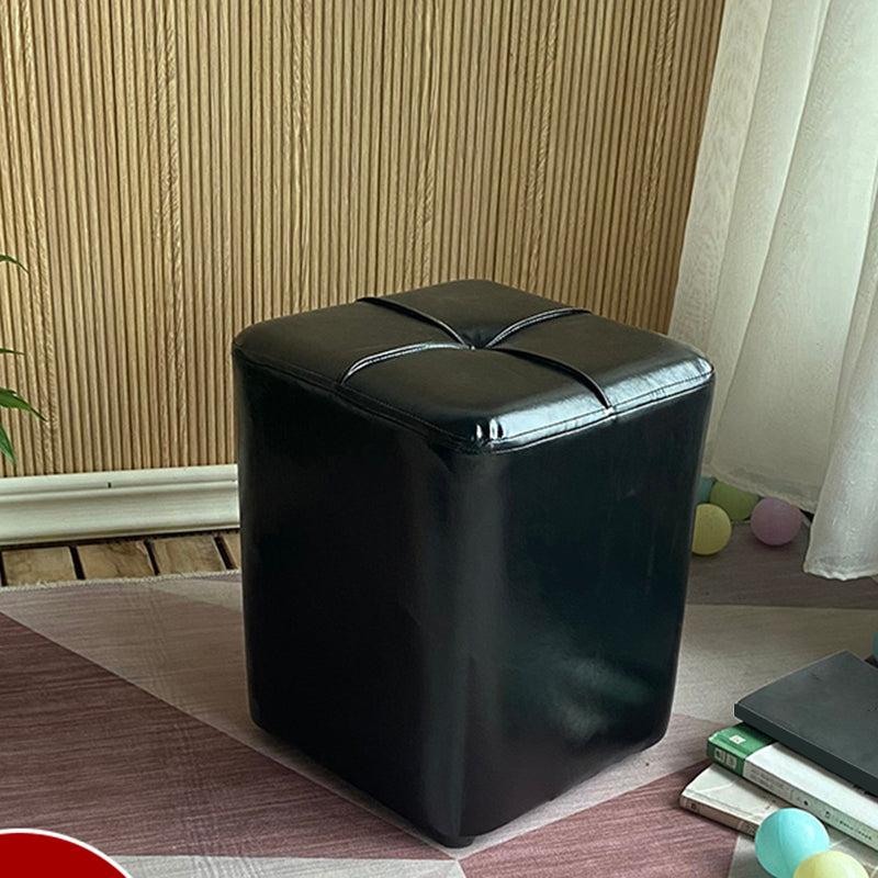 Modern Leather Pouf Stain Resistant Square Pouf for Living Room