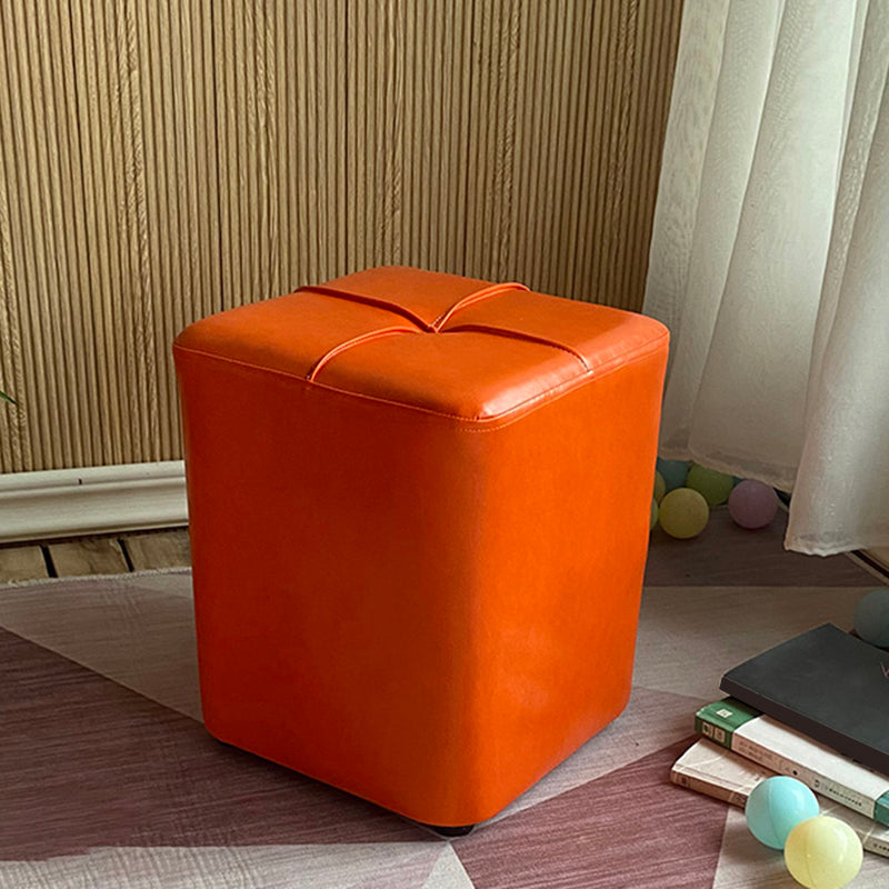 Modern Leather Pouf Stain Resistant Square Pouf for Living Room