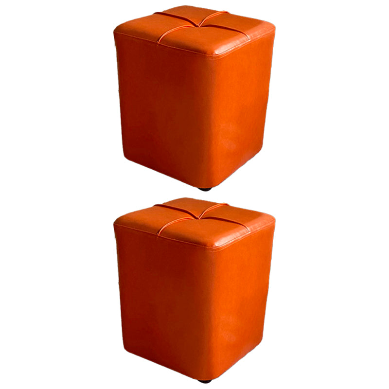 Modern Leather Pouf Stain Resistant Square Pouf for Living Room