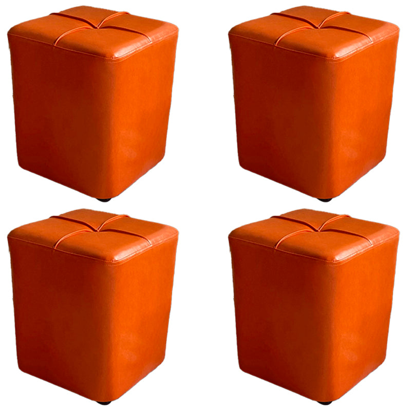 Modern Leather Pouf Stain Resistant Square Pouf for Living Room