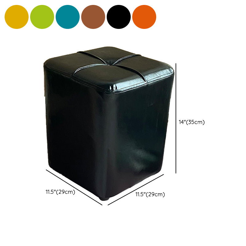 Modern Leather Pouf Stain Resistant Square Pouf for Living Room