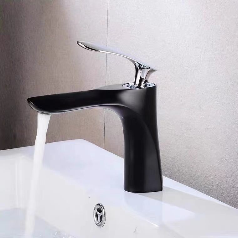 Lever Handle Vanity Sink Faucet Single Hole Basin Faucet with Water Hose
