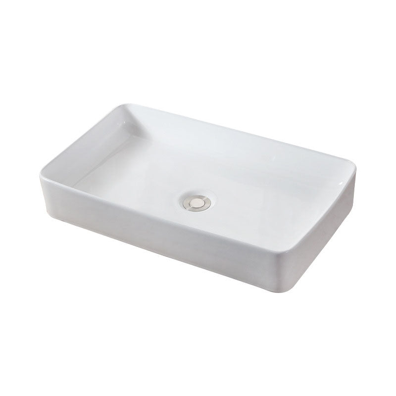 Modern Vessel Bathroom Sink Rectangular Porcelain Drain Vessel Sink(Not Included Faucet)