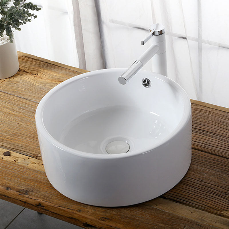 Modern Vessel Bathroom Sink Rectangular Porcelain Drain Vessel Sink(Not Included Faucet)