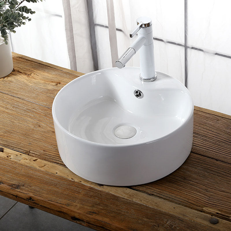 Modern Vessel Bathroom Sink Rectangular Porcelain Drain Vessel Sink(Not Included Faucet)