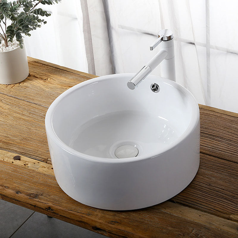 Modern Vessel Bathroom Sink Rectangular Porcelain Drain Vessel Sink(Not Included Faucet)