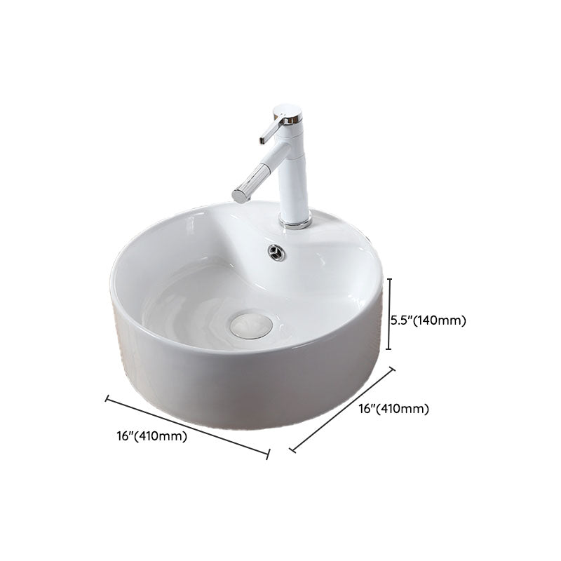 Modern Vessel Bathroom Sink Rectangular Porcelain Drain Vessel Sink(Not Included Faucet)