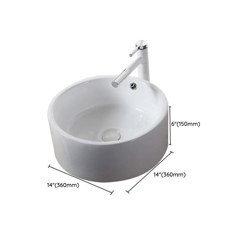 Modern Vessel Bathroom Sink Rectangular Porcelain Drain Vessel Sink(Not Included Faucet)