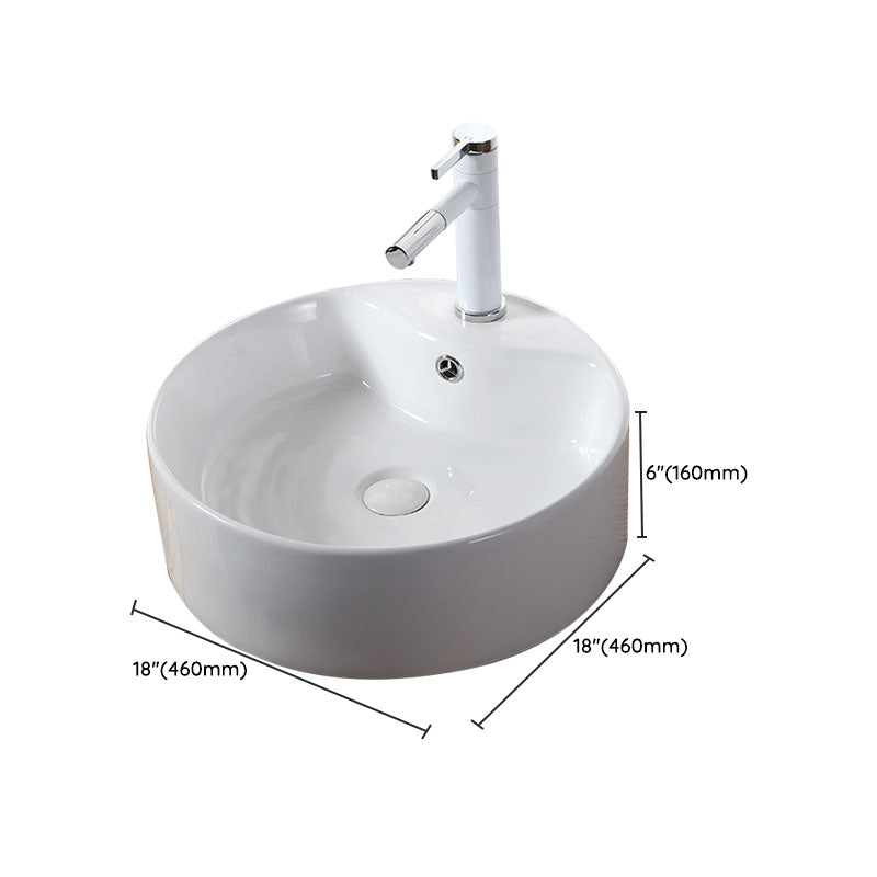 Modern Vessel Bathroom Sink Rectangular Porcelain Drain Vessel Sink(Not Included Faucet)