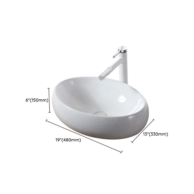 Modern Vessel Bathroom Sink Rectangular Porcelain Drain Vessel Sink(Not Included Faucet)