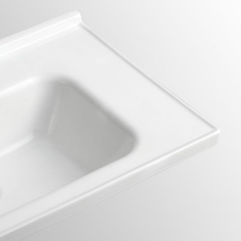 Modern Vessel Sink Rectangular Porcelain Drop-in Bathroom Sink(Not Included Faucet)