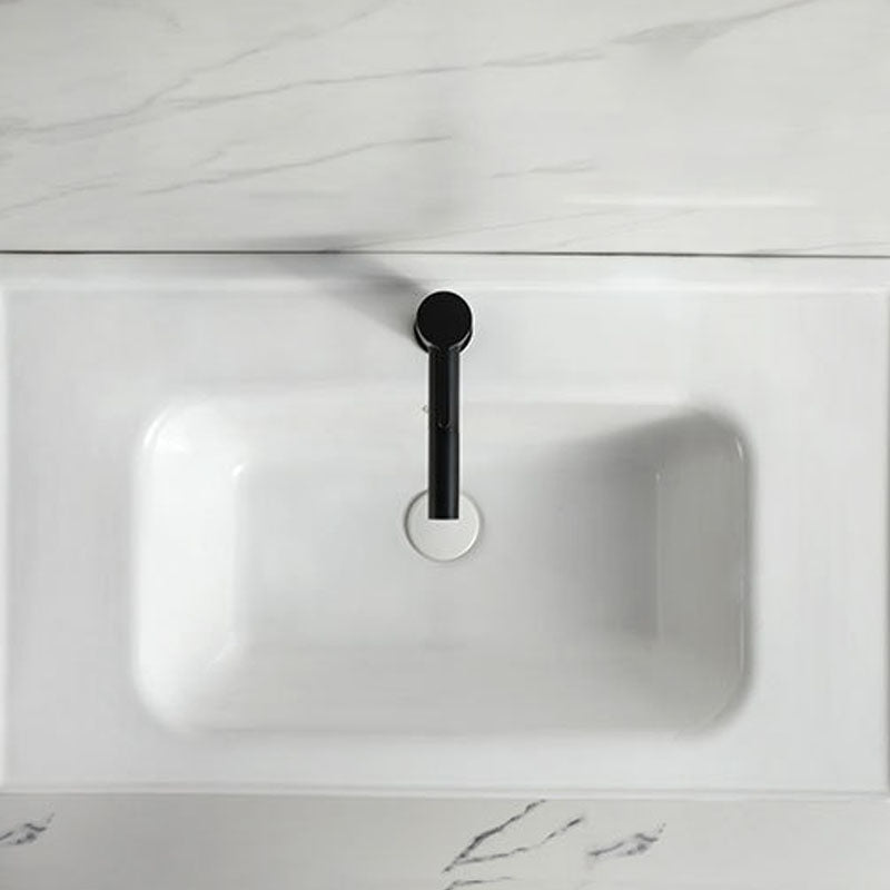 Modern Vessel Sink Rectangular Porcelain Drop-in Bathroom Sink(Not Included Faucet)