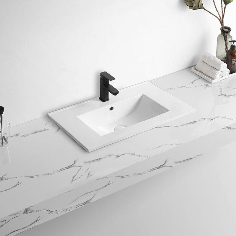 Modern Drop-in Bathroom Sink Rectangular Porcelain Basin Sink(Not Included Faucet)