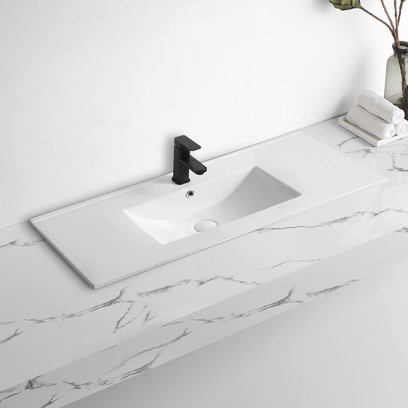 Modern Drop-in Bathroom Sink Rectangular Porcelain Basin Sink(Not Included Faucet)