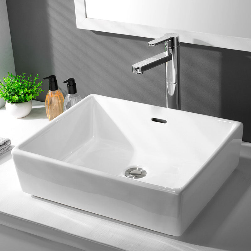 Classic Trough Bathroom Sink Solid Color Trough Sink with Overflow(Not Included Faucet)
