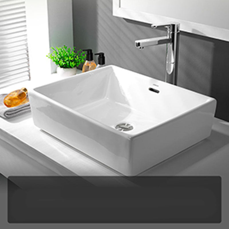 Classic Trough Bathroom Sink Solid Color Trough Sink with Overflow(Not Included Faucet)