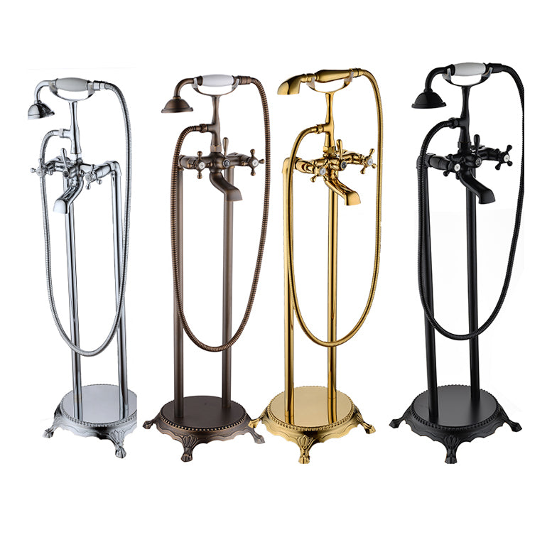 Traditional Style Freestanding Tub Filler Copper Floor Mount Freestanding Tub Filler