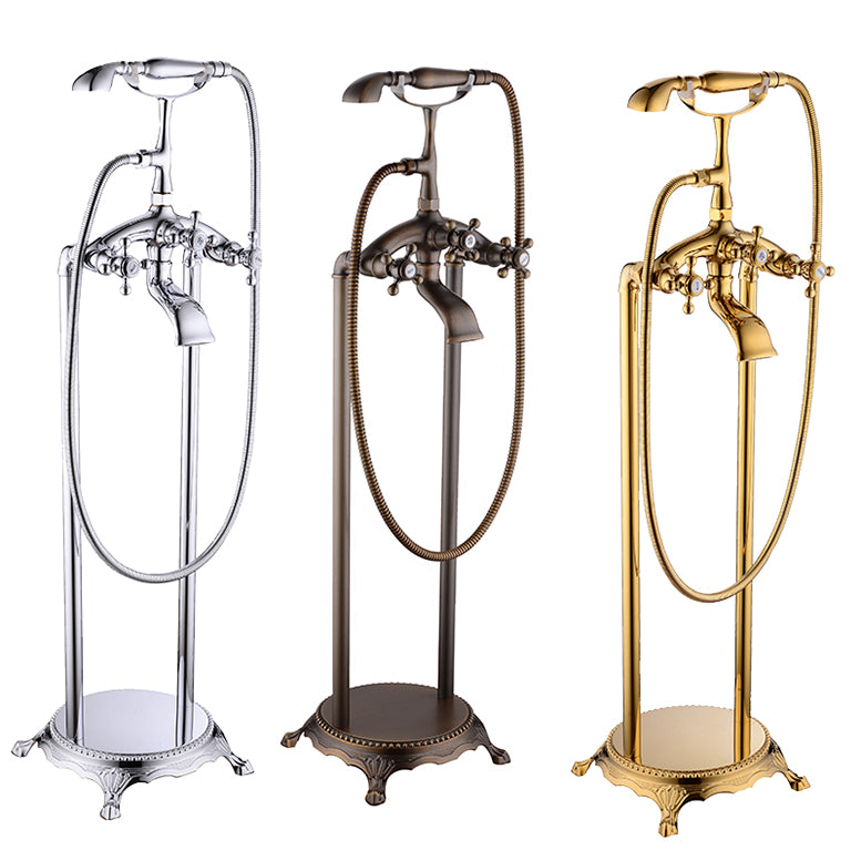 Traditional Style Freestanding Tub Filler Copper Floor Mount Freestanding Tub Filler