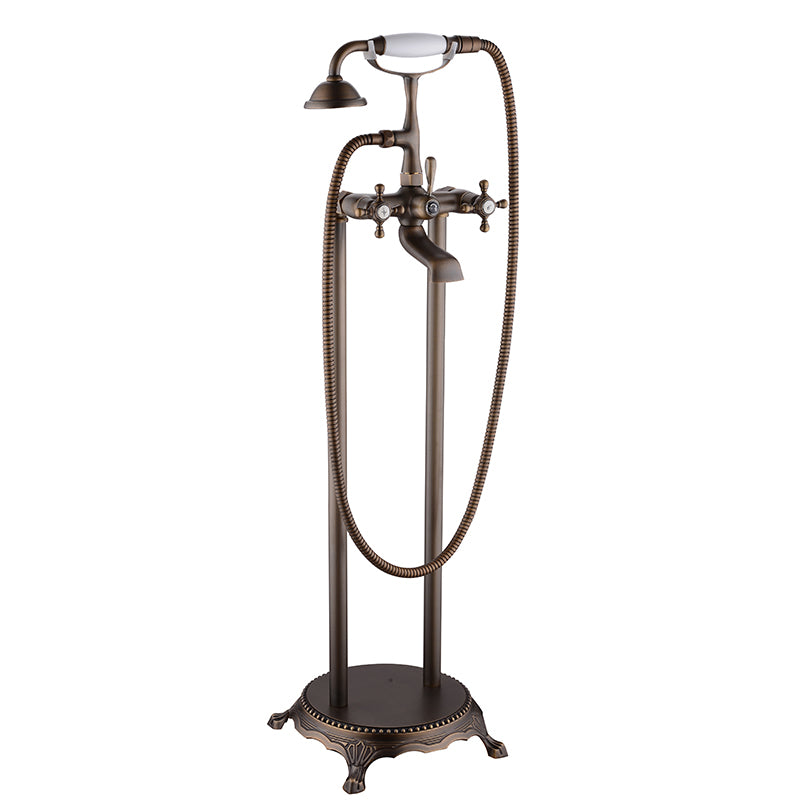 Traditional Style Freestanding Tub Filler Copper Floor Mount Freestanding Tub Filler