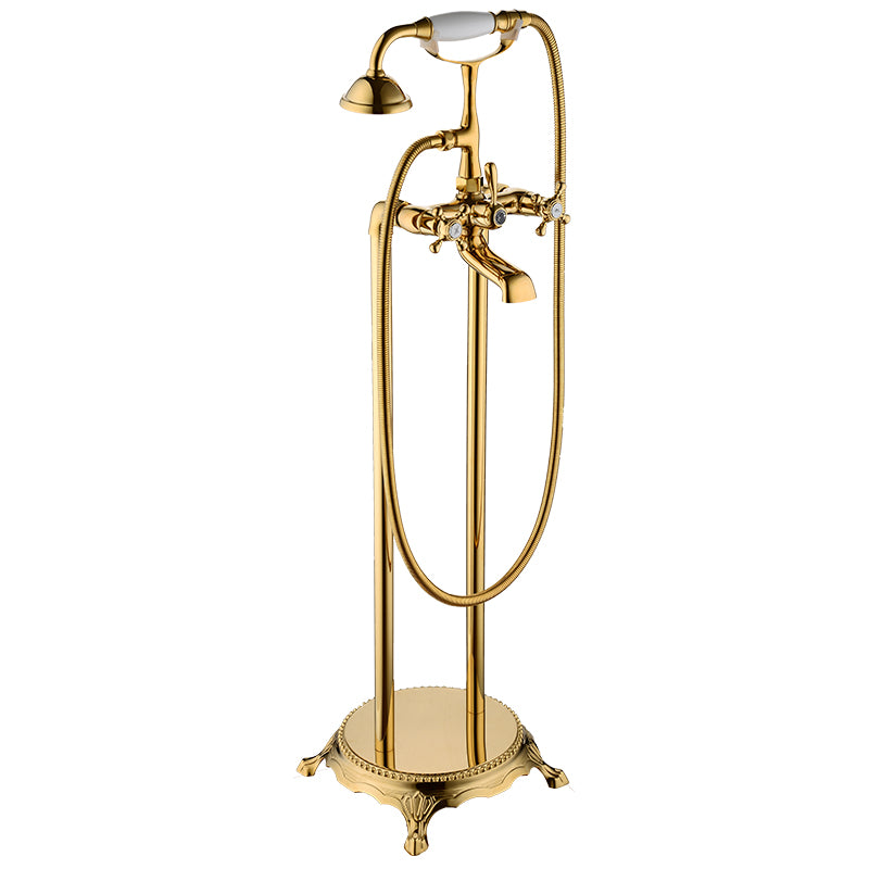 Traditional Style Freestanding Tub Filler Copper Floor Mount Freestanding Tub Filler