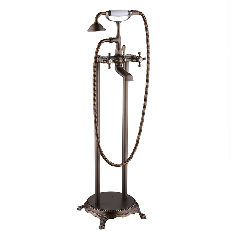 Traditional Style Freestanding Tub Filler Copper Floor Mount Freestanding Tub Filler