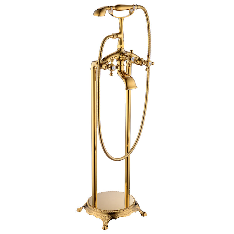 Traditional Style Freestanding Tub Filler Copper Floor Mount Freestanding Tub Filler