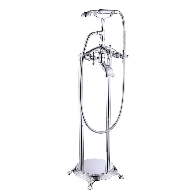 Traditional Style Freestanding Tub Filler Copper Floor Mount Freestanding Tub Filler