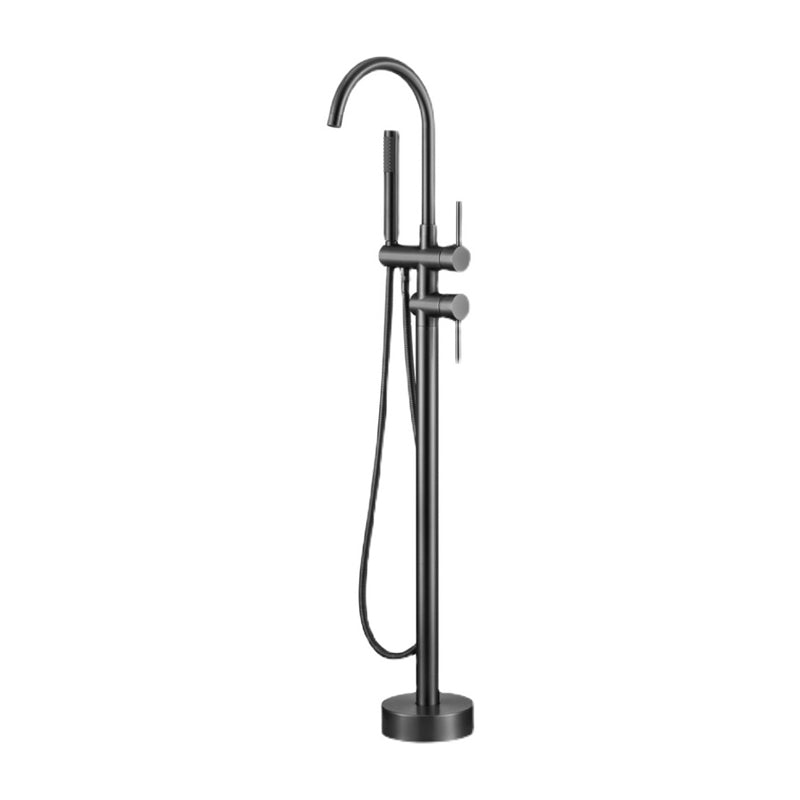 Brass Freestanding Tub Filler Floor Mounted Tub Filler with Lever Handles