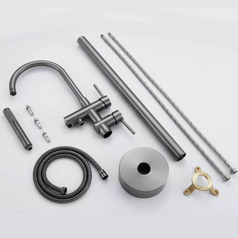 Brass Freestanding Tub Filler Floor Mounted Tub Filler with Lever Handles