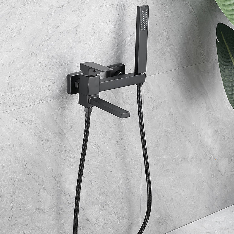 Traditional Style Tub Faucet Copper Wall Mount Tub Faucet in Black