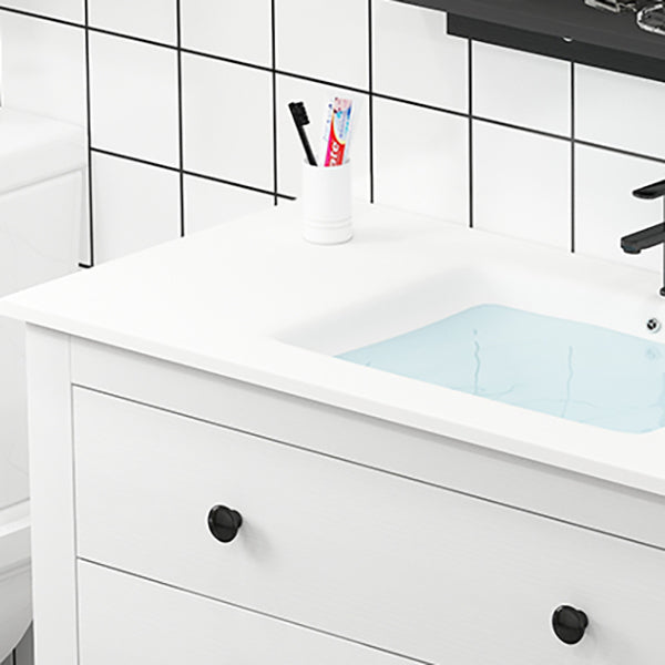Freestanding Vanity Drawers Single Sink Rectangle Wood Frame Bathroom Vanity with Mirror