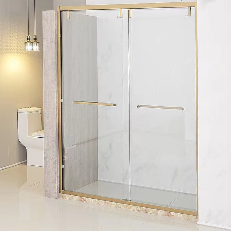 Double Sliding Semi Frameless Inline Tempered Glass Shower Door