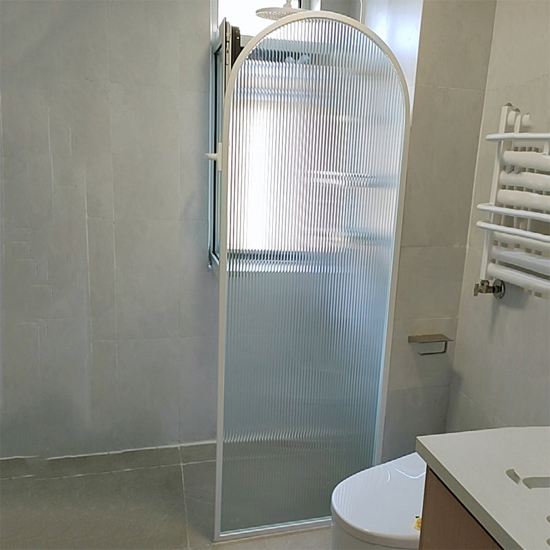 White Full Frame Single Fixed Panel, Half Partition Arched Waterproof Bathroom Screen